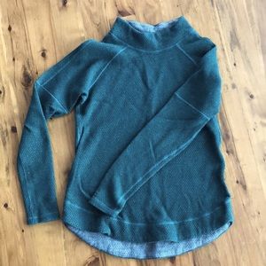 Marmot mock neck sweater, green with grey flecks